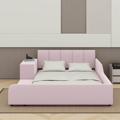 Full Size Upholstered Grounded Bed, Mother & Child Bed With Desk by Latitude Run