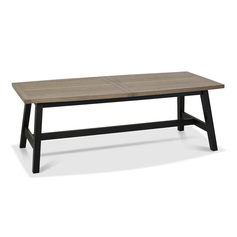 Amillie Extendable Oak Solid Wood Base Dining Table, Peppercorn, Weathered Oak