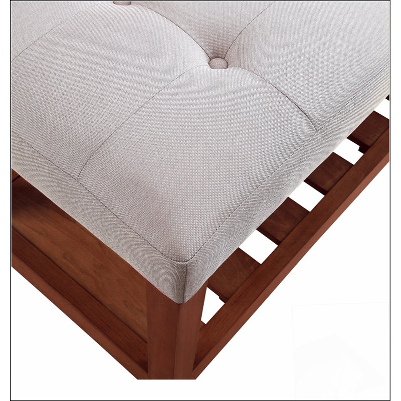 Banc rembourré en tissu avec rangement ouvert, conception simple, confortable et durable, banc multifonctionnel