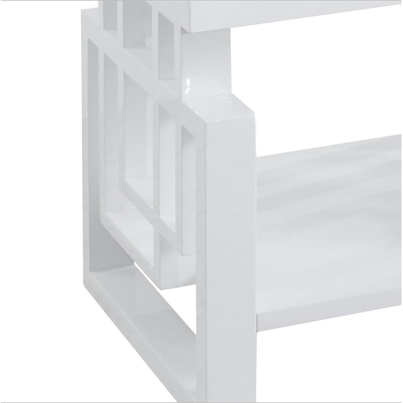 Table de bout rectangulaire haute brillance blanche