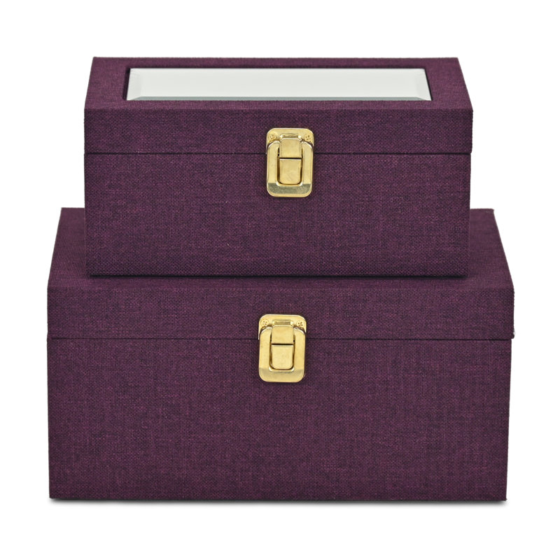 Ensemble de 2 boîtes décoratives Aiyanna, Mauve