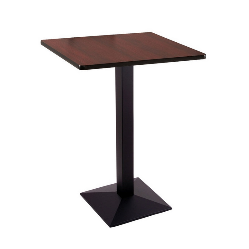 Table à piédestal à hauteur de bar, H 42 po x L 30 po x l 30 po, Noir