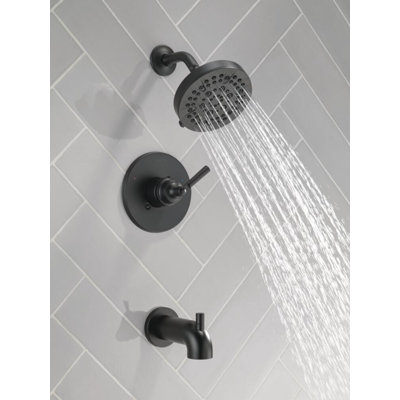 Saylor 14 Series Bathtub and Shower Faucet Set, Matte Black Shower Head and Handle Set, Valve Trim Kit, Matte Black (Valve Not Included)
