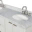 Meuble-lavabo double en bois massif 72 po avec lavabo ovale en marbre blanc de Carrare Haun-140874834-140874835