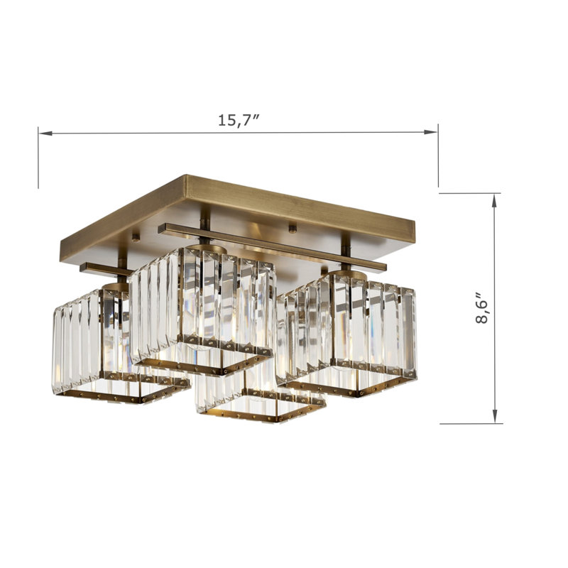 Crystal Semi Flush Mount, Vintage