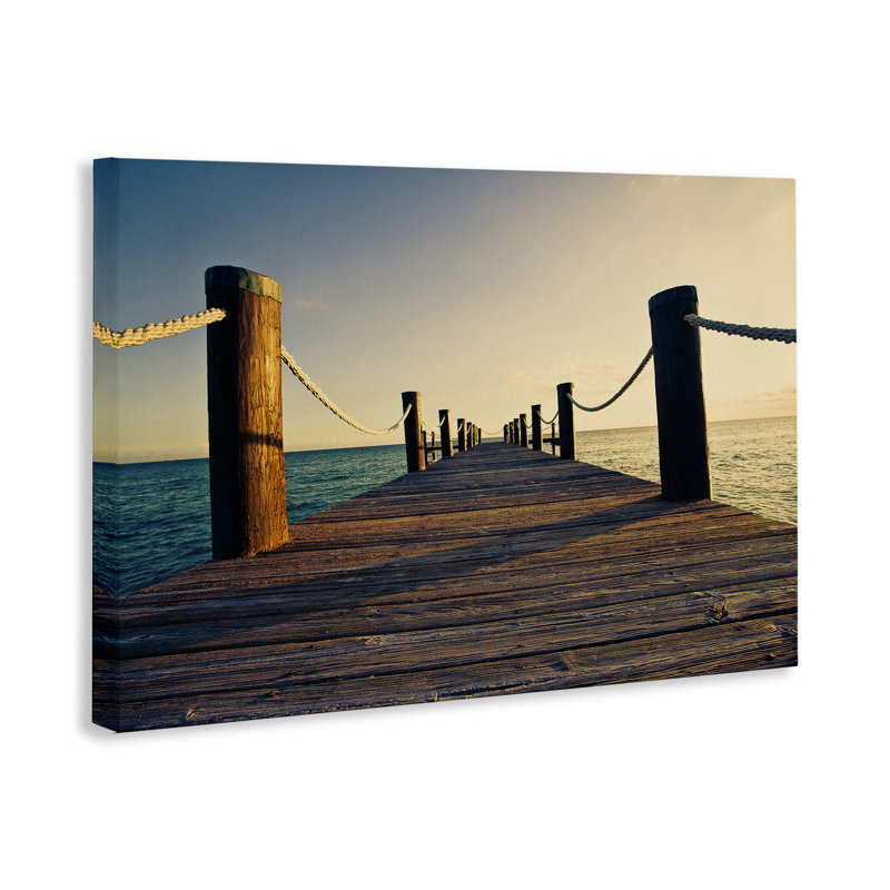 Summer Coastal Dock Canvas Wall Art by Susan Bryant, 16" H x 24" W