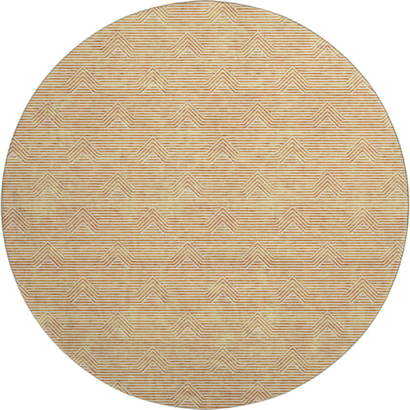 Premium Machine Washable Prisco Orange Rug, Round 8'