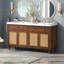 Meuble-lavabo double en bois massif de conception moderne pour un rangement spacieux