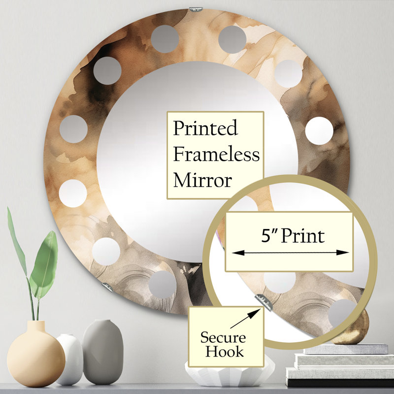 Miroir mural brun et crème, 24 po x 24 po
