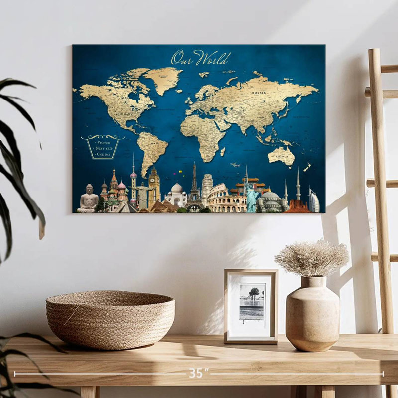 Our World Alvertia avec punaise, H 16 po x l 24 po