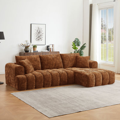Canapé modulaire surdimensionné en L Chenille, design minimaliste, canapé-lit confortable pour les salons, les appartements et les espaces de réception