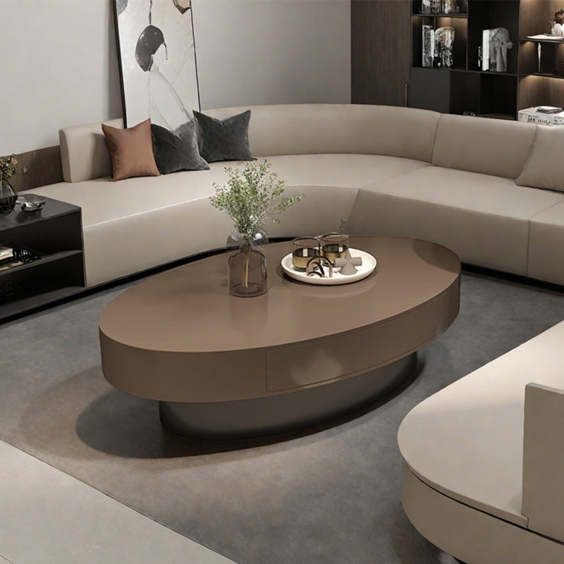 Table basse moderne et simple ovale, Café, H 13 po x L 51,2 po x l 33,5 po