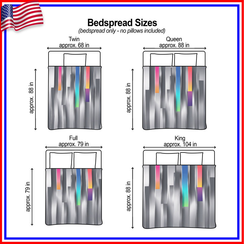Vertical Gradient Bars Quilted Bedspread All Sizes, Twin