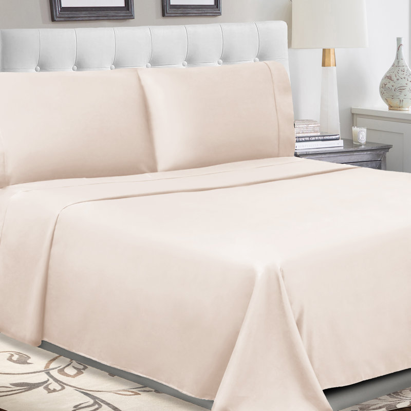 Ensemble de draps en coton percale à densité de tissage 300 fils Percale, Ivoire