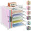 Rose Gold 6-Tier Desk Organizer for Women: With Magazine Rack & Office Desk Decor-1458363813