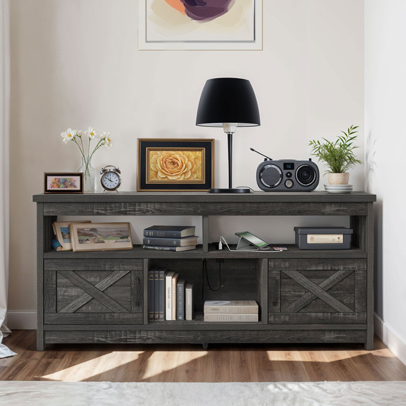 Meuble télé 59,00 po Leighia, Gris, 59"