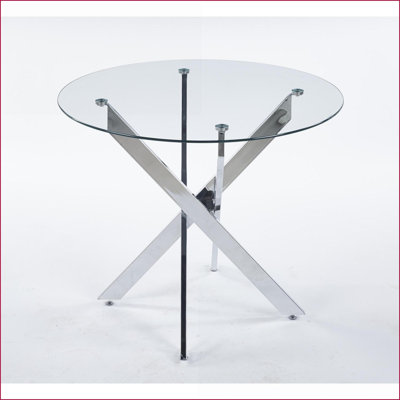 Table basse moderne en verre trempé avec pieds en métal chromé, peu encombrants Facile à nettoyer pour le salon