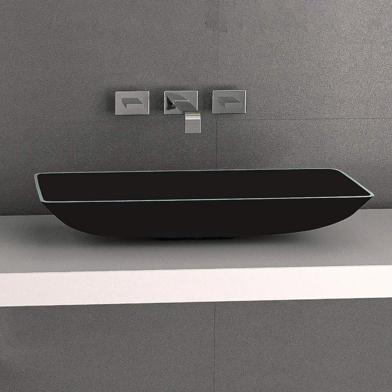 Lavabo de salle de bain vasque rectangulaire en métal Nek, Noir