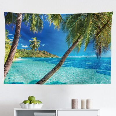 Ambesonne Ocean Tapestry, Image Of A Tropical Island Beach Theme The Palm Trees And Clear Sea Print, Fabric Wall Hanging Decor For Bedroom Living Room -  East Urban Home, 5A8D09CFFB074D24B66DB5DEC90457B4