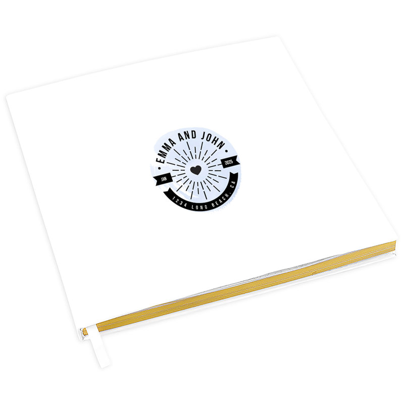Livre d'or de mariage personnalisé, cœur de plage nautique blanc, Oui