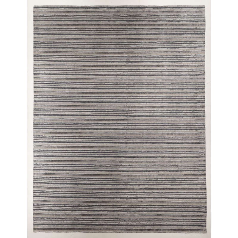 Handmade Cotton and Silk Striped Area Rug