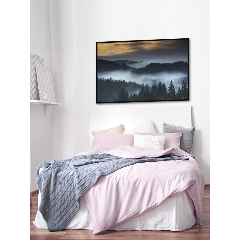 «Foggy Winding River», reproduction encadrée, L 36 po x H 24 po, Noir