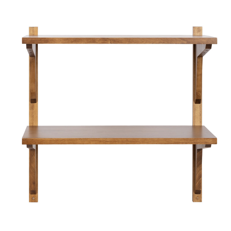 Meridien Tiered Solid Wood Wall Shelf, Medium Wood