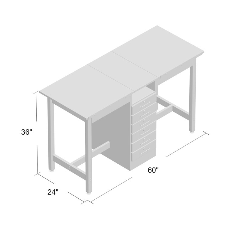 Maple and Almond 2-Station Drafting Table with Drawers