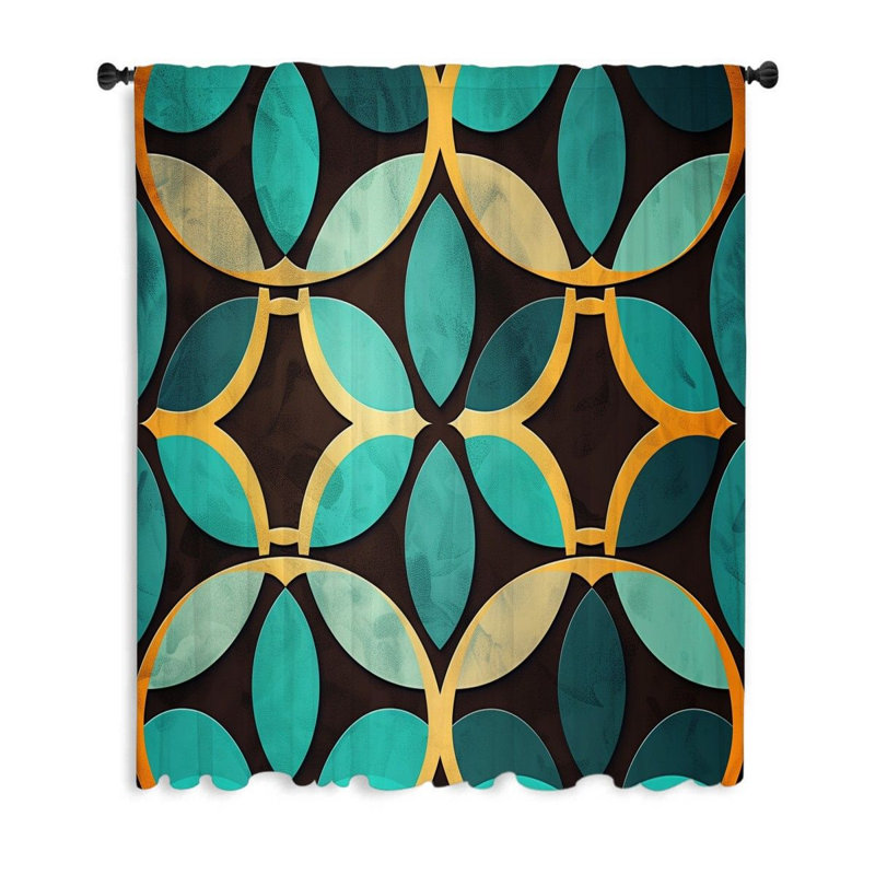 Retro Pattern Visual Blackout Filters Out A Lot Of Light Curtain Single Panel, 53" W x 87" L