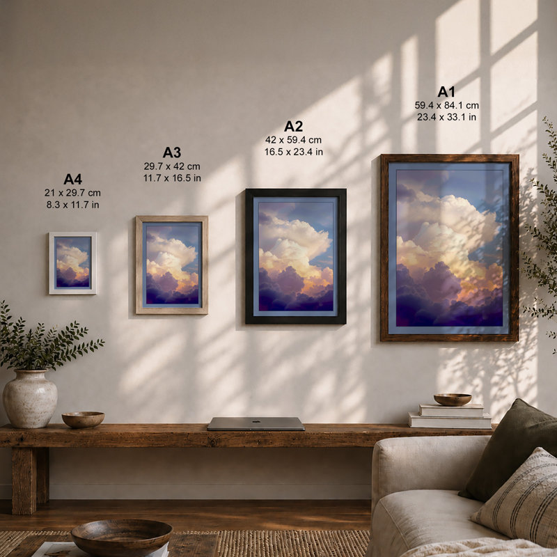 Towering Cloudscape Modern - Framed Print, A1 - 84.1 x 59.4 cm, Black