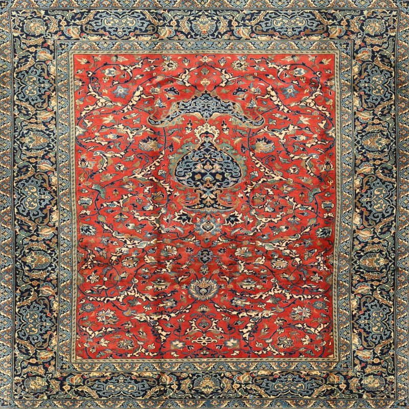 Tapis oriental orange Olaf, Carré 5 pi