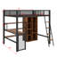 Lit mezzanine double en métal avec bureau