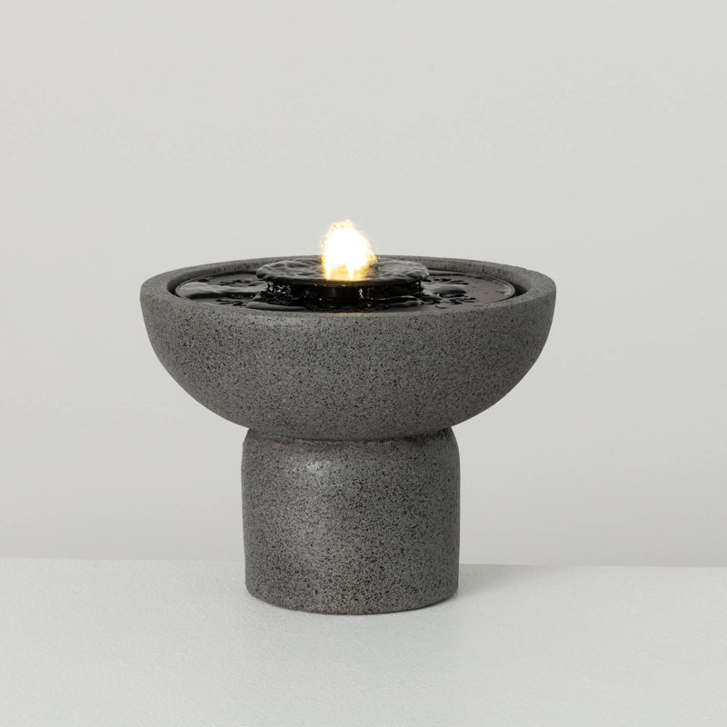 Chantha Weather Resistant Table Top Fountain with Light, 8.25" H x 10.5" W x 10.5" D