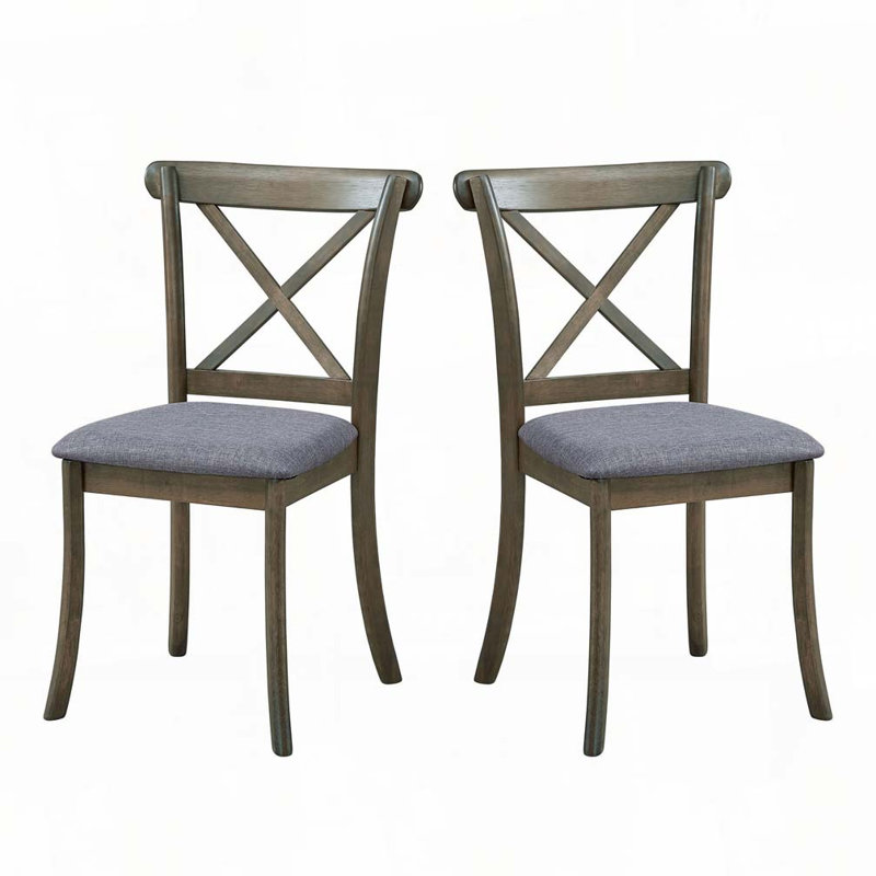 Wood Farmhouse Upholstered Kitchen Side Dining Chairs, Purple, Oak