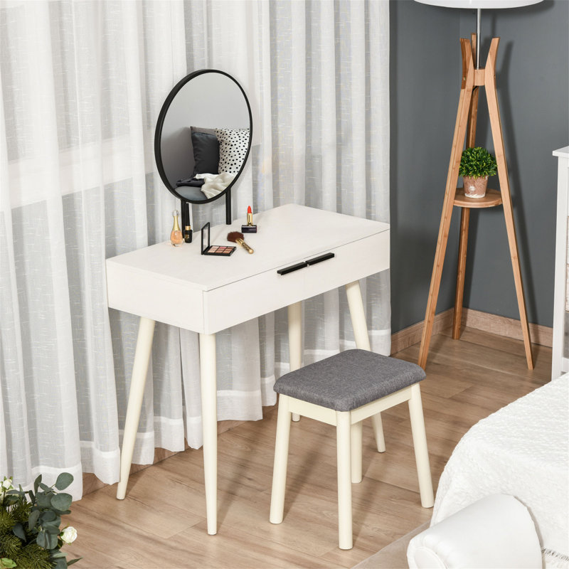 Haymark Dressing Table with Mirror, White/Black