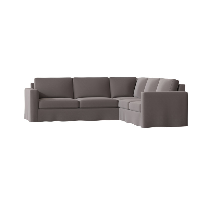 Canapé modulaire de coin large 108 po Bewley, Étain Lena, Noir, Accoudoir à droite (vu de face)