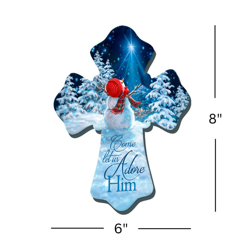 Let us adore him - bonhomme de neige en bois