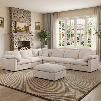 Canapé modulaire surdimensionné réversible à assise profonde 7 pièces 144 po Chenille