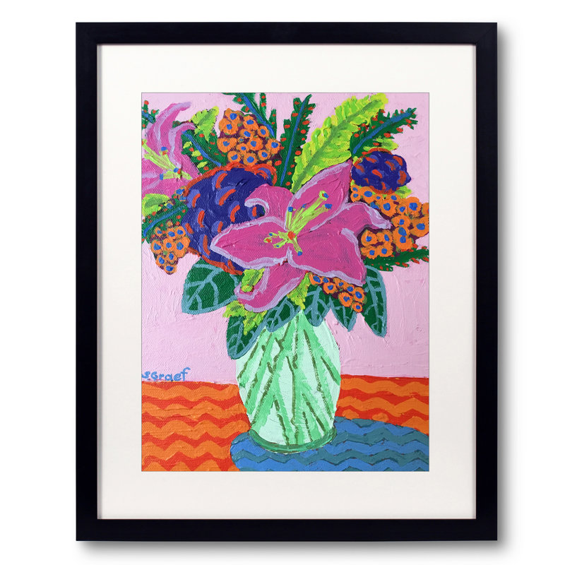 sur rose par Sue Graef - Peinture, Blanc mat, H 21,25 po x l 17,25 po