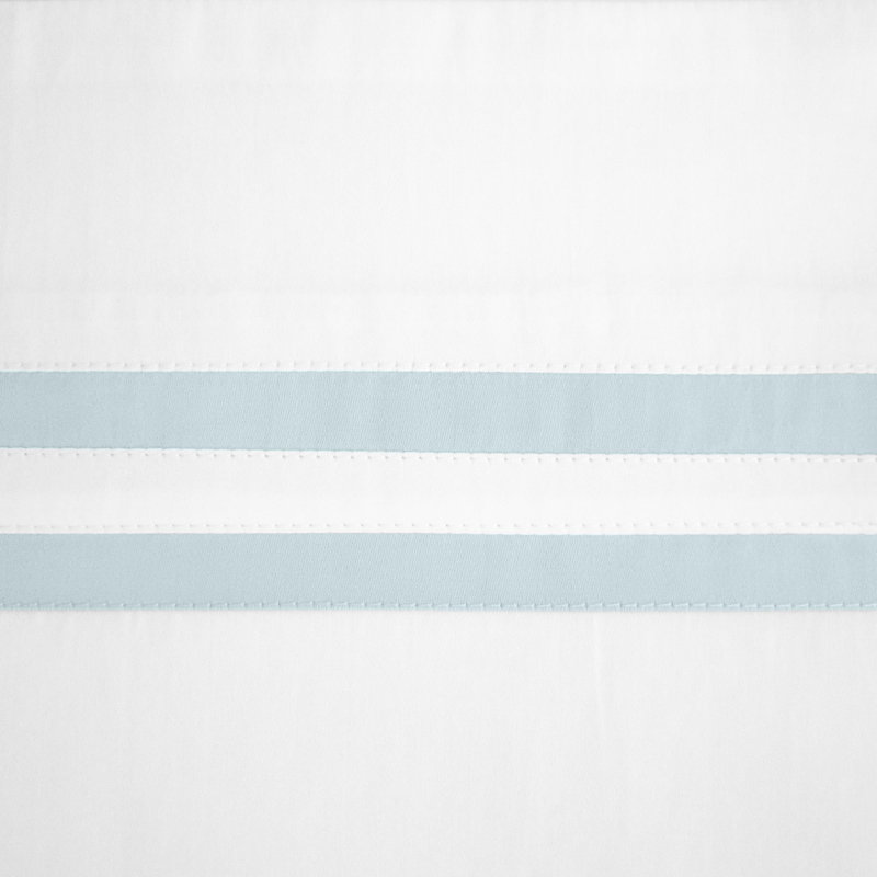 Ribbons Sateen Sheet Set, White/Sion Blue, Queen