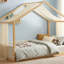 Lit simple à baldaquin avec panneaux latéraux rembourrés en velours, auvent en gaze respirante, base de lit plateforme à rembourrage doux, lit moderne à assemblage facile pour la chambre à coucher, chambre d'amis-499788039