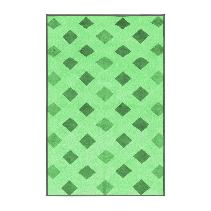 Tapis à motif abstrait vert émeraude 807, Rectangle 8 pi x 12 pi