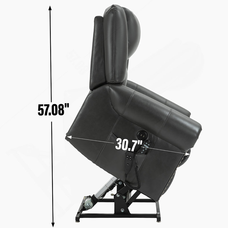 Power Lift Recliner Chair Heat Massage Dual Motor, Faux Leather, Heavy Duty Motion Mechanism, Gray