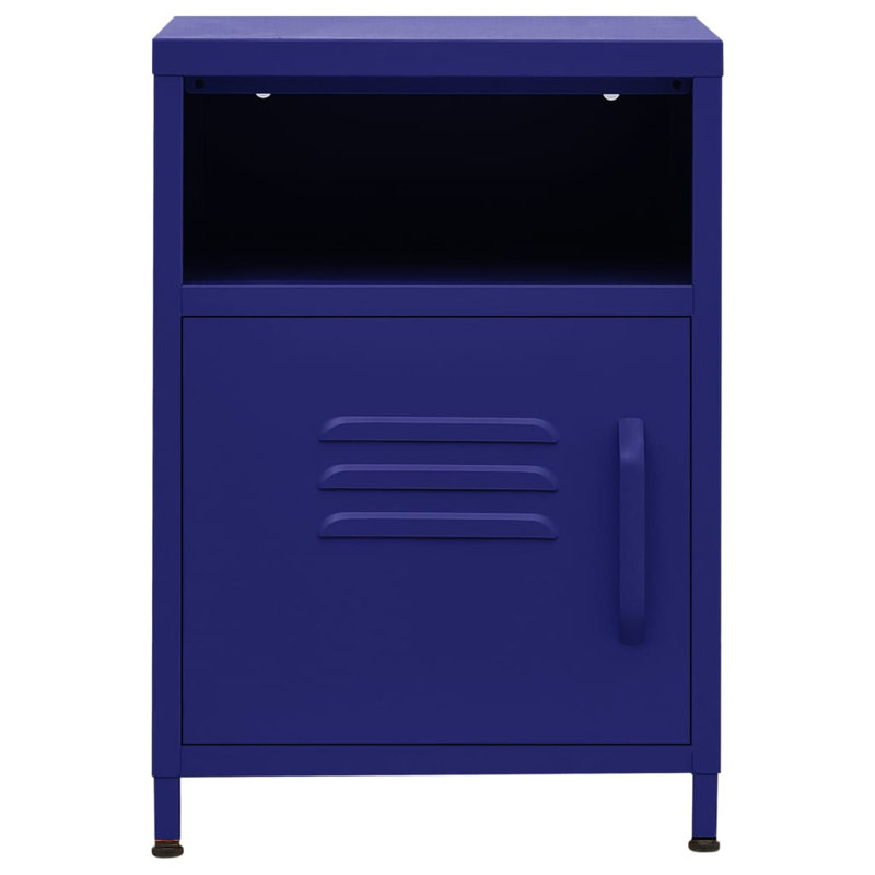 VidaXL Nightstand Steel Medium Adjustable Feet Nightstand, Blue, Individual