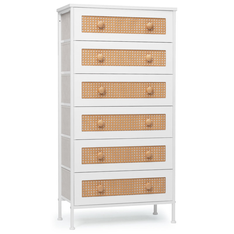 Commode 6 tiroirs, blanc, Blanc