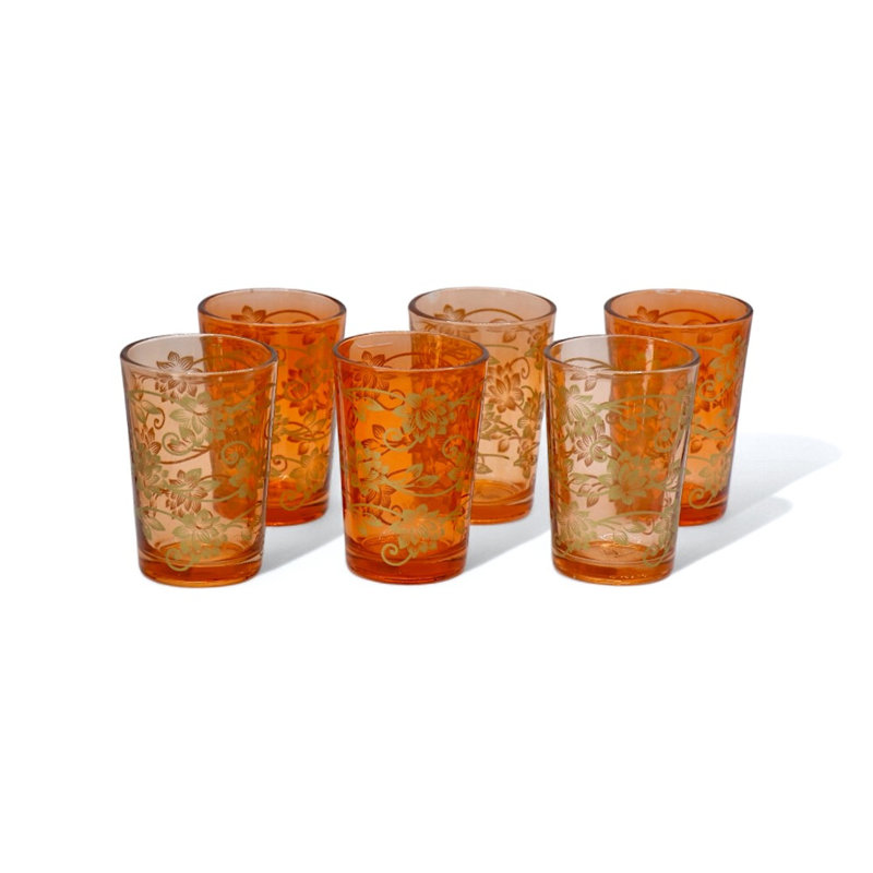 Nida Moroccan Tea Glasses Set of 6. Orange