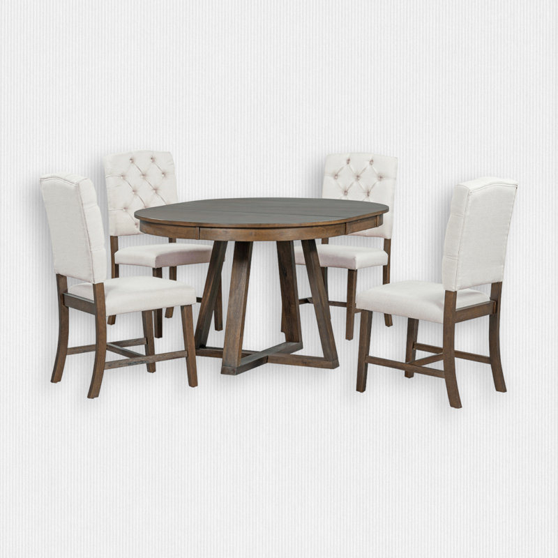 Abbra Round 58'' L Dining Set, Walnut
