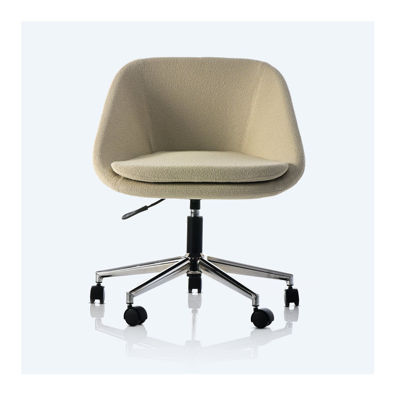 Chaise de bureau en polyester Klementina, Beige