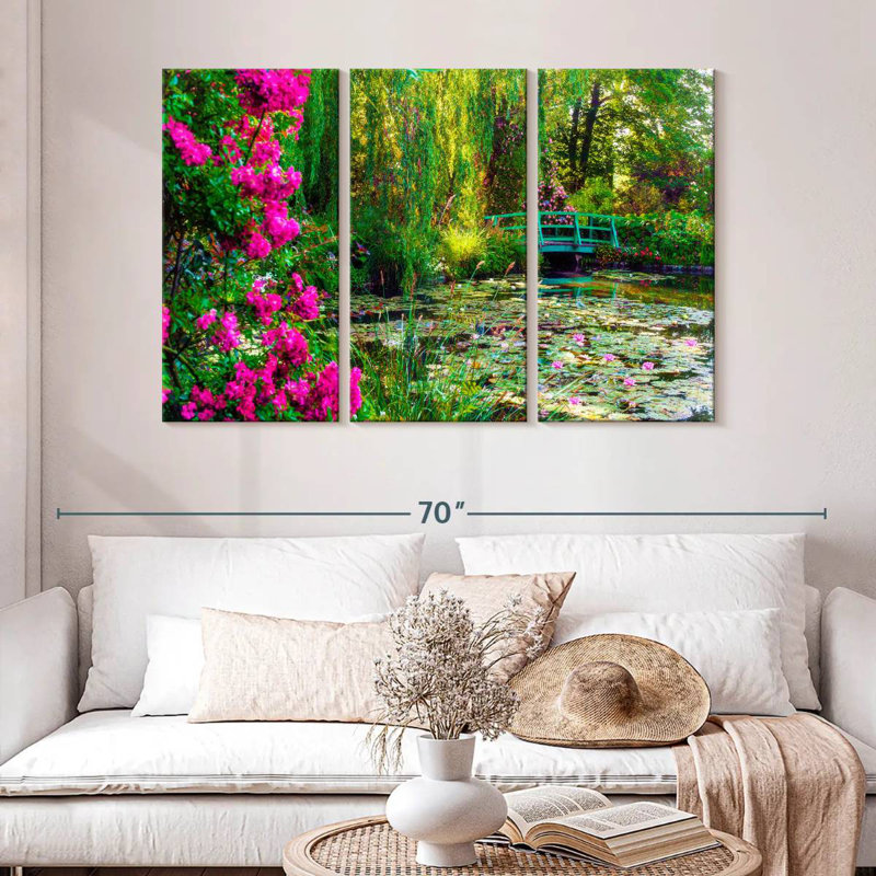 Jardin de Senne Monet avec fleurs Giverny, H 32 po x l 50 po