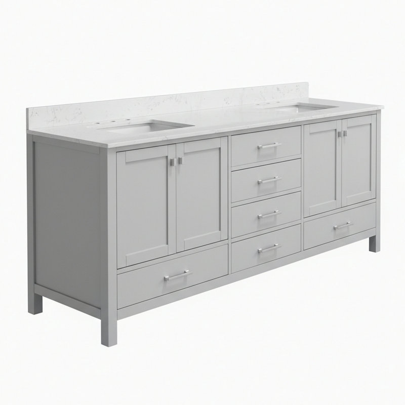 Meuble-lavabo autoportant avec cadre en bois massif 84 po et meuble-lavabo autoportant 84 po